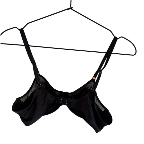 New! Le Mystere Satin & Mesh Unlined Bra 3316 Black‎ - Picture 5 of 7